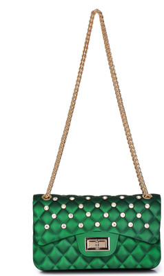 

Style Villaz Women Evening/Party Green Leatherette Sling Bag