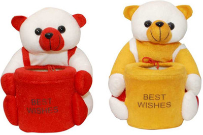 Best in Nest Teddy Pen Stand - 21 cm(White, Red, Yellow), Red;white;yellow