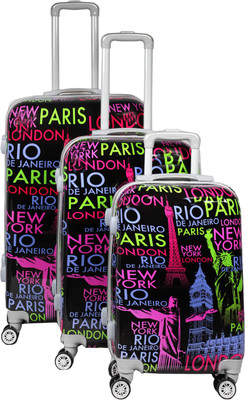 

Maison & Cuisine 100% Polycarbonate,360 Â Rotating Wheels Beautiful Printed Pattern Suitcases & Trolley Bag Luggage Bag Size-20", 24" & " Cabin Size Set of 3 (ITN - 032) Multi. Check-in Luggage -  inch(Multicolor