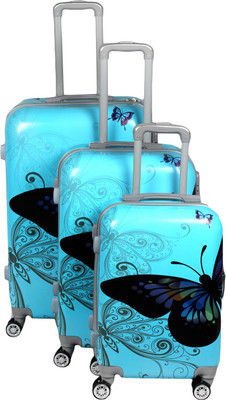 

Maison & Cuisine 100% Polycarbonate, 360 Â Rotating Wheels, Beautiful Butterfly Printed Pattern Suitcases & Trolley Bag Luggage Bag Size-20", 24" & " Cabin Size Set of 3 Check-in Luggage -  inch(Blue