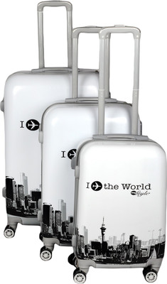 

Maison & Cuisine 100% Polycarbonate,360 Â Rotating Wheels, Beautiful Printed Pattern Suitcases & Trolley Bag Luggage Bag Size-20", 24" & " Cabin Size Set of 3 (ITN - 046) White Check-in Luggage -  inch(White