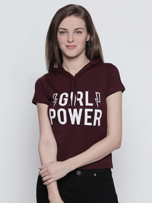 THE DRY STATE Graphic Print Women Round Neck Maroon T-Shirt