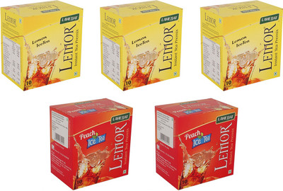 

Lemor Combo pack of 3 Instant and 2 pack (Each box contain 10 Sachets) Lemon, Peach Iced Tea Bags Box(40 g)