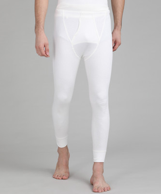 VAN HEUSEN Men White Solid Antibacterial Snug Fit Thermal Bottom Men Pyjama Thermal