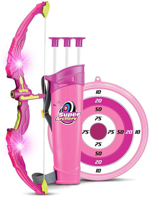 

AS.TOYS Bow and Arrow Set for Kids Outdoor Play Toy Princess Basic Archery with 3 Suction Cup Arrows, LED Light Up Bow, Target Quiver, Pink Toy, Hunting Game Quiver & Holder Stand - Function Series Girls, (Pink)(Pink)