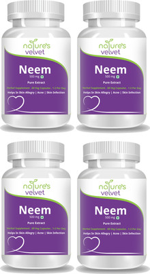 

Natures Velvet Lifecare Neem Pure Extract 500 mg, 60 Veggie Capsules - Pack of 4(240 No)