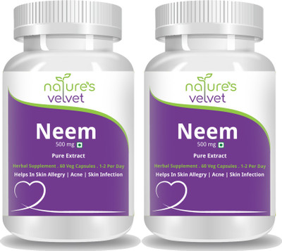 

Natures Velvet Lifecare Neem Pure Extract 500 mg, 60 Veggie Capsules - Pack of 2(120 No)
