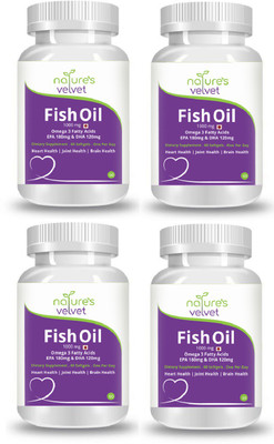 

Natures Velvet Lifecare Fish Oil Omega 3, 60 Softgels, 1000mg,- Pack of 4(1000 mg)