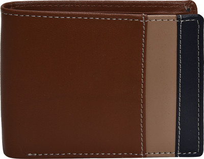 Peseta Men Tan Genuine Leather Wallet(8 Card Slots)