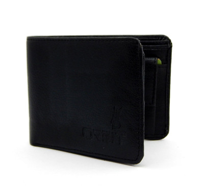 Orbit Men Black Genuine Leather, Fabric Wallet(5 Card Slots)