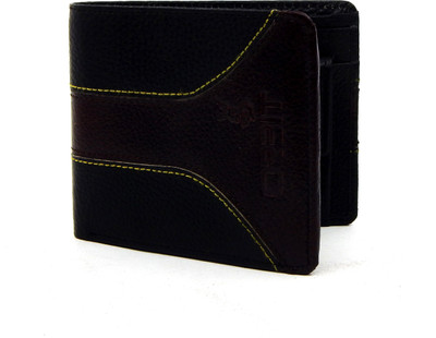 Orbit Men Black Genuine Leather, Fabric Wallet(5 Card Slots)