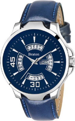 

Braton BT1914SL04 Master piece blue dial blue leather strap Day & Date function wrist Watch - For Men
