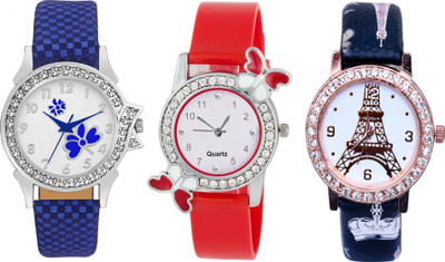 

TRUE KART NEW LOOK Stylish Eiffel Tower & butterfly Printed Dial Leather Belt Combo 103240 Watch - For Women