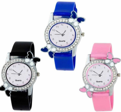 goodlike Giffeemans Comedy Circus | Butterfly Style Colorful Combo Kids Watch Stylish 3 Women Watch - For Girls butterfly Analog Watch - For Girls