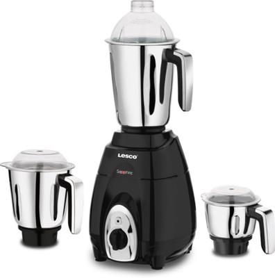 

Lesco 1000 Watt Mixer Grinder with 3 Stainless Steel Jars LMG1001NB Wet Grinder(Black)