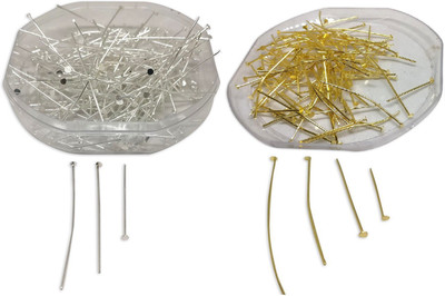 

Aumni Crafts Jewellery Making Metal Iron Head Pins Mixed Size Range: 1.5 CM to 5 CM Thickness:0.7MM Pin Gold + Silver Color Combo (Pack of 100 grams, 100 pieces)