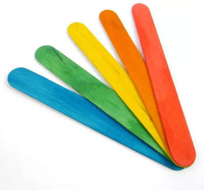 

kraftmasters Enterprises 200 Natural Wooden Multicolor Ice Cream Sticks