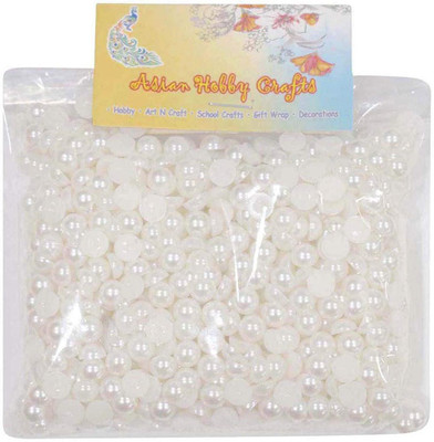 

AsianHobbyCrafts Half Round Pearl Beads :Size 6mm Pack of 100g : colour : white