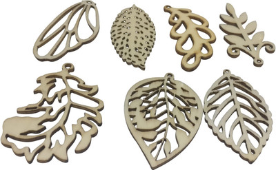

Aumni Crafts Wooden Jewellery Pendants Flat Base Scrapbooking DIY Keychain Assorted Leaf Shapes Wood Color (Pack of 20 pieces)