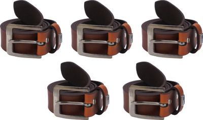 

FERRET Men Tan Genuine Leather, Artificial Leather Belt