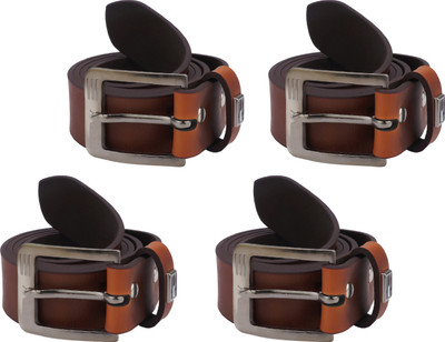 

FERRET Men Tan Genuine Leather, Artificial Leather Belt
