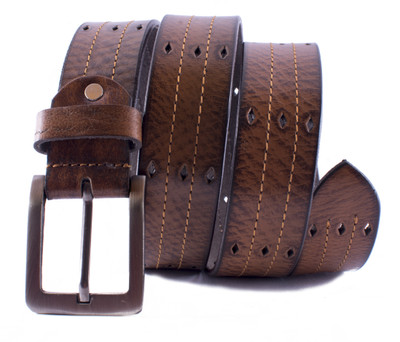 

U+N Men Casual Brown Genuine Leather Belt