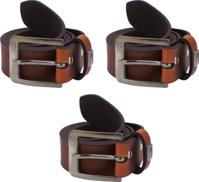 

FERRET Men Tan Genuine Leather, Artificial Leather Belt
