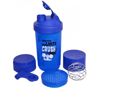 

SPORTSHOLIC PLastic Protein Shaker Bottle With Two Storage Compartments For Gym Boys Girls 600 Shaker(Pack of 1, Blue)