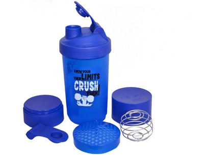 

SPORTSHOLIC Protein Shaker Bottle With Two Storage Compartments For Gym Boys Girls 600 Shaker(Pack of 1, Blue)