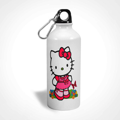 

iKraft Cute Pink Kitty Cartoon Print Sipper Water Bottle Aluminum Bottle for Kids 600 ml Sipper(Pack of 1, White)