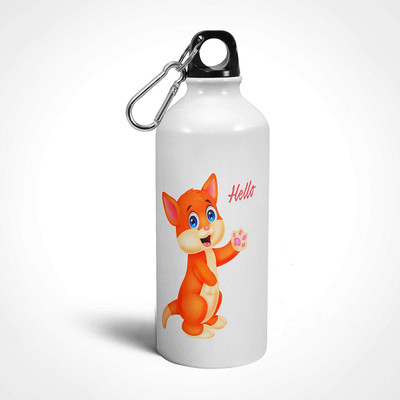

iKraft Sipper Bottle with Cute Funny Cartoon Cat Design Print- Aluminum bottle for Kids 600 ml Sipper(Pack of 1, White)