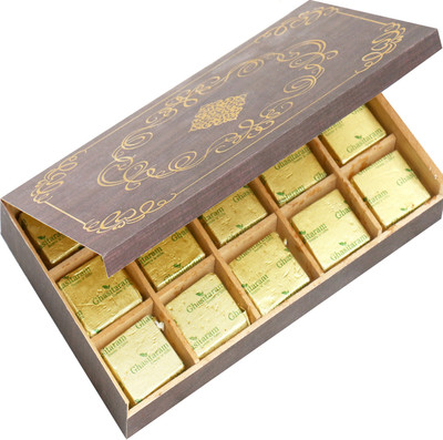 

Ghasitaram Gifts Chocolates-Wooden 15 pcs Chocolates Box Brittles(225 g)