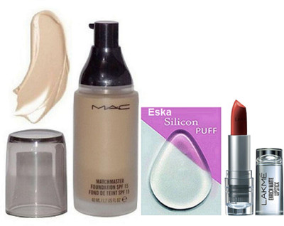 

eska Silicon Puff, Foundation SPF 15 & Enrich Matte Lipstick(Set of 3)