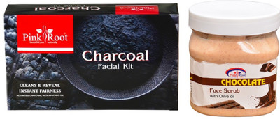 

Pink Root CHARCOAL FACIAL KIT 83GM WITH CHOCOLATE SCRUB 500ML(Set of 2)