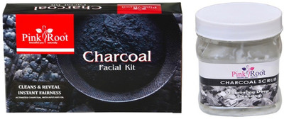 

Pink Root CHARCOAL FACIAL KIT 83GM WITH CHARCOAL SCRUB 500ML(Set of 2)