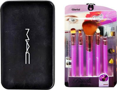 

glorist Make Up Brush Set Of 5 With MAC Make Up Brush Set Of 1 2 Combo Offer (Set of 2)(Set of 2)