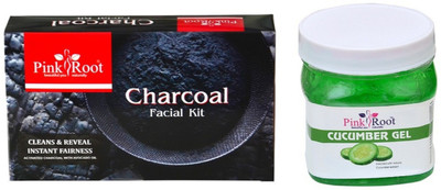 

Pink Root CHARCOAL FACIAL KIT 83GM WITH CUCUMBER GEL 500ML(Set of 2)