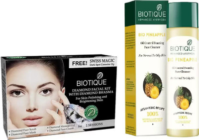 

BIOTIQUE BIO Diamond Facial Kit, Bio Pineapple Oil Control Face Cleanser For Normal To Oil Skin(Set of 2)