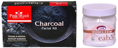 

Pink Root CHARCOAL FACIAL KIT 83GM WITH VITAMIN E CREAM 500ML(Set of 2)