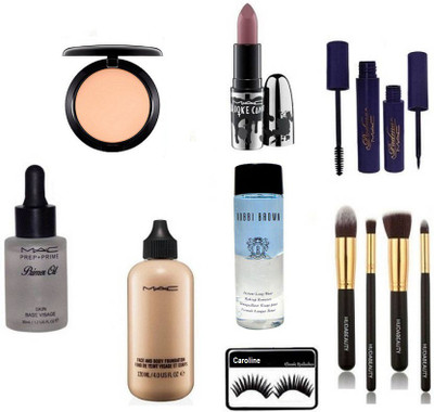 

caroline Eyelashes, Compact, Face and Body Foundation, Brooke Candy Lipstick, Primer Oil Skin Base Visage, Padma Liner & Mascara, Makeup Remover & Brush (set of 4)(Set of 11)