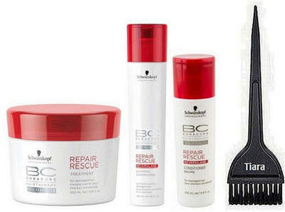 

tiara Brush , schwarzkoof bc Repair Rescue Hair Masque , Shampoo , Conditioner(Set of 4)