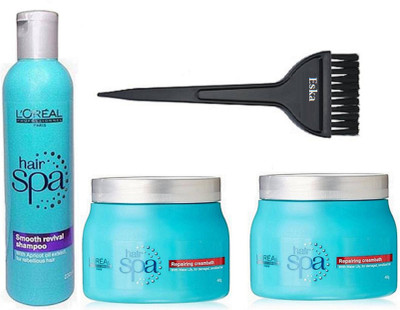 

eska Hair Brush With & Smooth Revival Shampoo & Repairing Hair Spa pack Of 2(Set of 4)