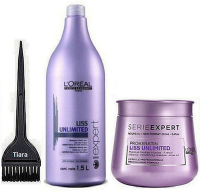 

tiara Brush , L'orel Professional LissUnlimited Shampoo 1500 ml , Serieexpert Conditioner(Set of 3)