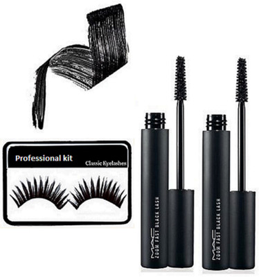 professional kit Eyelashes , Zoom Lash Waterproof Mascara (Pack of 2)(Set of 3)