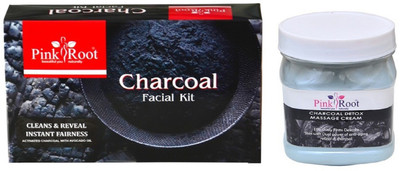 

Pink Root CHARCOAL FACIAL KIT 83GM WITH CHARCOAL CREAM 500ML(Set of 2)