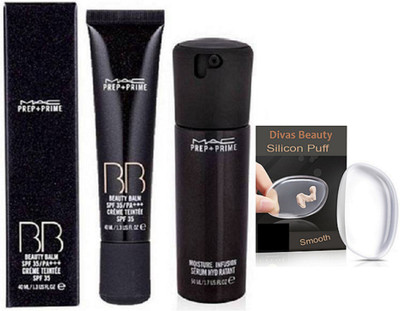 

divas beauty Silicon Puff With Prep+Prime Infusion Moisture Face Serum With Cream Teintee BB Foundation(Set of 3)