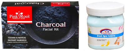 

Pink Root CHARCOAL FACIAL KIT 83GM WITH FOOT SPA CREAM 500ML(Set of 2)