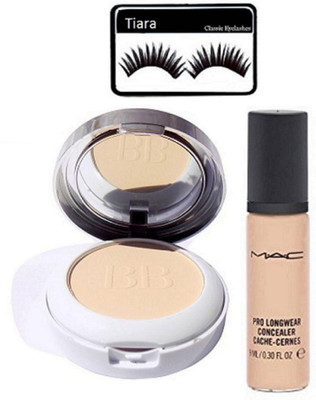 

tiara Eyelashes , Pro Long Wear Concealer , Radiant White UV Fairness Pressed Powder Compact(Set of 3)