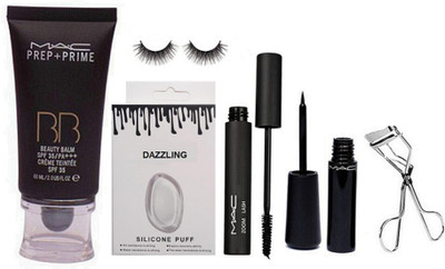 

Dazzling Silicon Puff & MAc Prep+Prime BB Beauty Foundation & Zoom Lash Mascara & Eyeliner & Eyelashes & Curler(Set of 6)