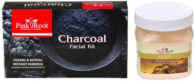 

Pink Root CHARCOAL FACIAL KIT 83GM WITH GOLD CREAM 500ML(Set of 2)